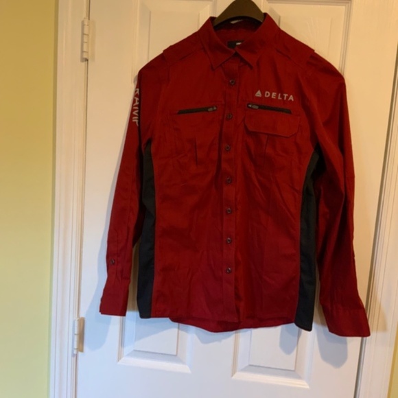 Delta Airlines Lands’ End Shirt Ramp Button Long Sleeve Size Small(6-8) - Picture 1 of 8